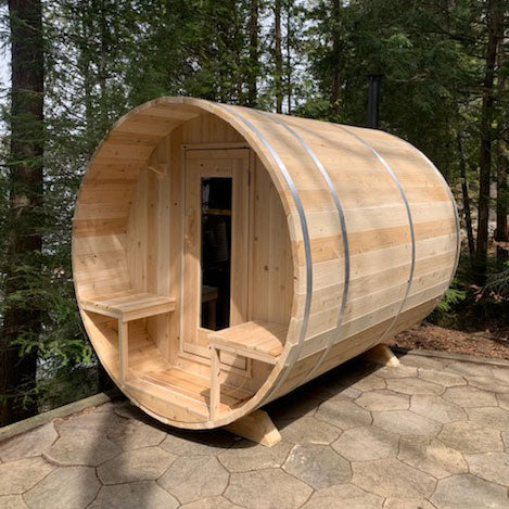 LeisureCraft CT Serenity Barrel Wood Burning Sauna – Cozy 2–4 Person Cedar Retreat