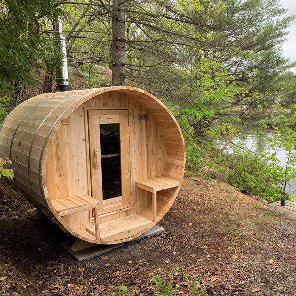 LeisureCraft CT Serenity Barrel Wood Burning Sauna – Cozy 2–4 Person Cedar Retreat