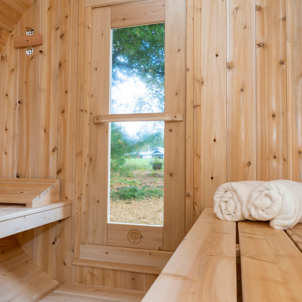 LeisureCraft CT Serenity Barrel Wood Burning Sauna – Cozy 2–4 Person Cedar Retreat