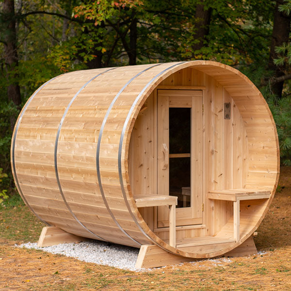 LeisureCraft CT Serenity Barrel Wood Burning Sauna – Cozy 2–4 Person Cedar Retreat