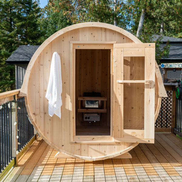 LeisureCraft CT Harmony Barrel Sauna – 3–4 Person Cedar Retreat