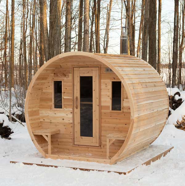 LeisureCraft CT Elation Wood‑Burning Barrel Sauna – Rustic Luxury for 3–4