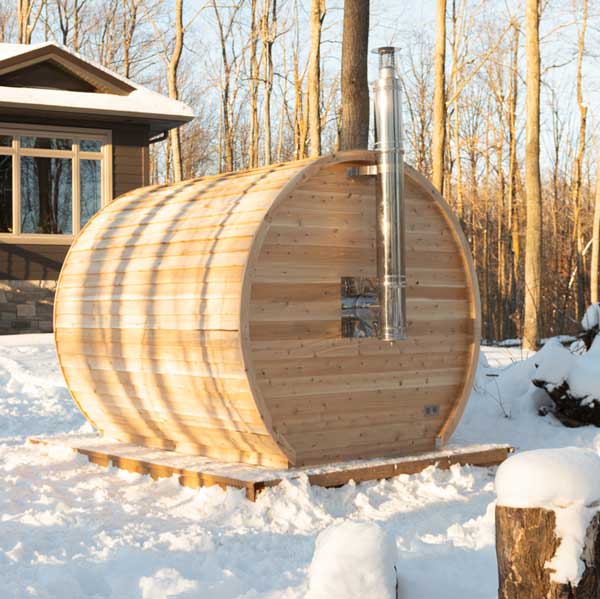 LeisureCraft CT Elation Wood‑Burning Barrel Sauna – Rustic Luxury for 3–4