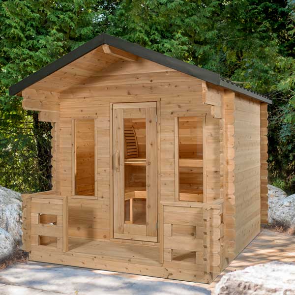 LeisureCraft CT Georgian Cabin Wood Burning Sauna with Porch