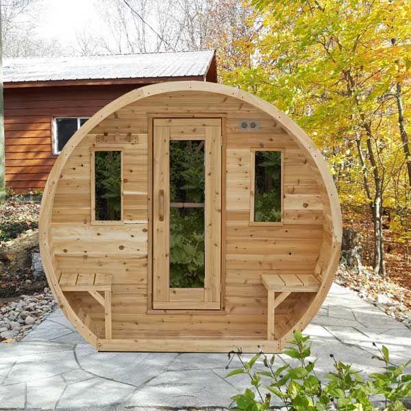 LeisureCraft CT Elation – Canadian Cedar Outdoor Barrel Sauna