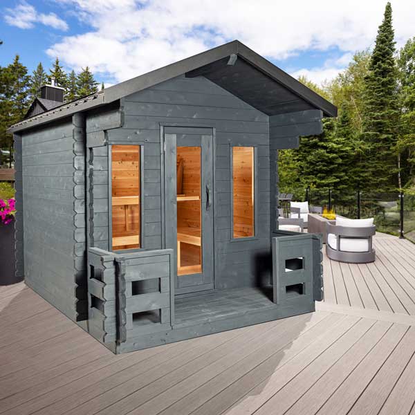 LeisureCraft CT Georgian Cabin Wood Burning Sauna with Porch