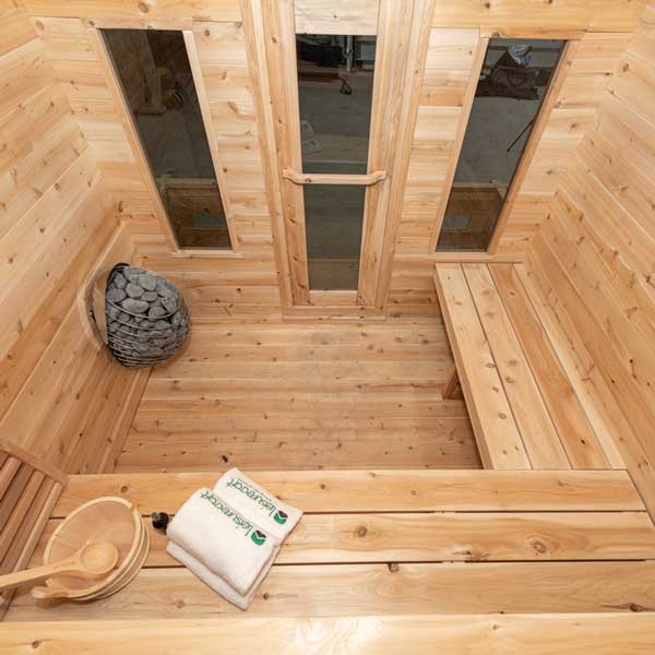LeisureCraft CT Georgian Cabin Wood Burning Sauna with Porch