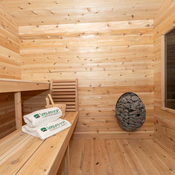 LeisureCraft CT Georgian Cabin Wood Burning Sauna with Porch